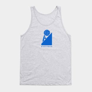 Sisyphus,Minimalist design for ancient Greek mythology fans in blue ink Tank Top